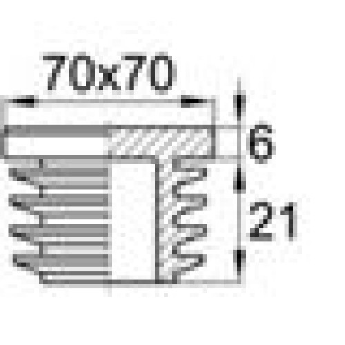 Заглушка пластиковая квадратная 70x70, практичная, Модель ILQ, стенка 2.0-4.0 мм, чёрная